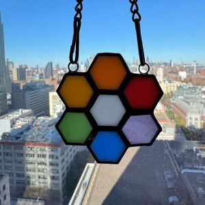 Handcrafted Stained Glass Rainbow Flower